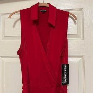 Poly spandex red stretch belted jumpsuit never worn. Size xl